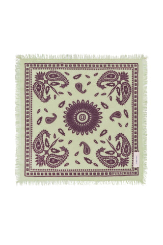 Bandana-Tuch 60 × 60 cm Paisley Bloom Puder Lime-Plum | PURSCHOEN