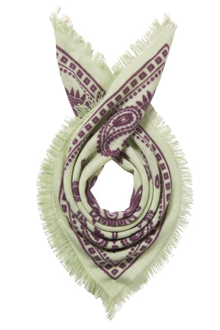 Bandana-Tuch 60 × 60 cm Paisley Bloom Puder Lime-Plum | PURSCHOEN