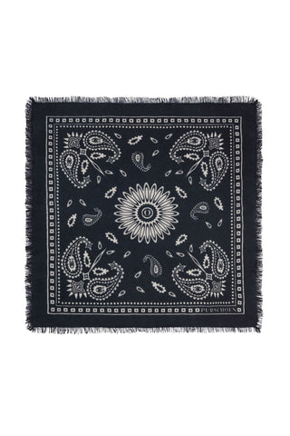 Bandana Maxi-Tuch 92 × 92 cm Paisley Bloom Black-Natural | PURSCHOEN