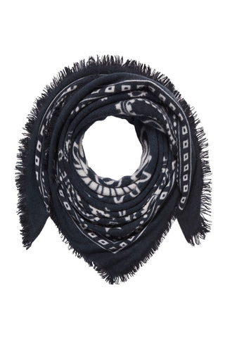 Bandana Maxi-Tuch 92 × 92 cm Paisley Bloom Black-Natural | PURSCHOEN