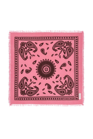 Bandana Maxi-Tuch 92 × 92 cm Paisley Bloom Pink-Chocolate | PURSCHOEN