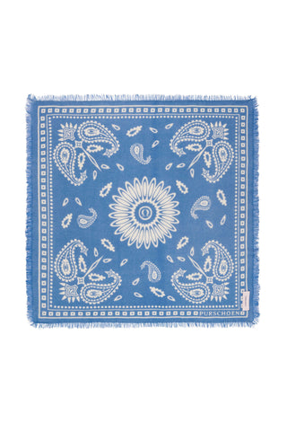 Bandana Maxi-Tuch 92 × 92 cm Paisley Bloom Vintage Blue-Natural | PURSCHOEN