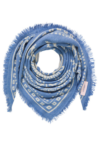Bandana Maxi-Tuch 92 × 92 cm Paisley Bloom Vintage Blue-Natural | PURSCHOEN
