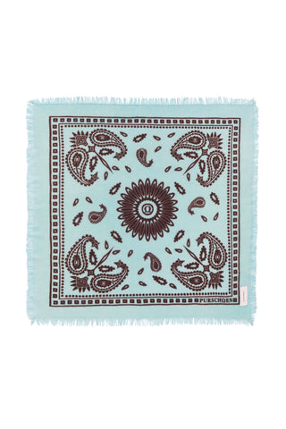 Bandana Maxi-Tuch 92 × 92 cm Paisley Bloom Light Turquoise-Brown | PURSCHOEN