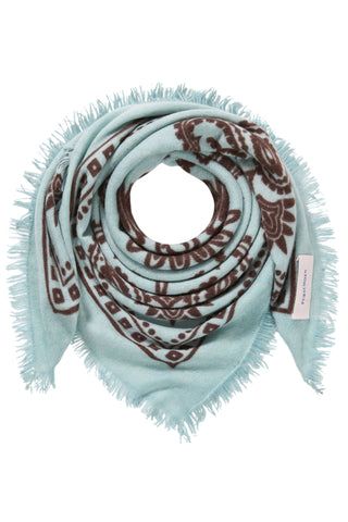 Bandana Maxi-Tuch 92 × 92 cm Paisley Bloom Light Turquoise-Brown | PURSCHOEN