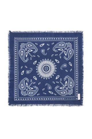 Bandana Maxi-Tuch 92 × 92 cm Paisley Blue-White | PURSCHOEN