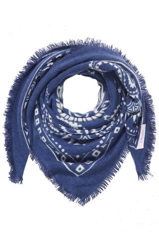 Bandana Maxi-Tuch 92 × 92 cm Paisley Blue-White | PURSCHOEN