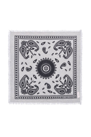 Bandana Maxi-Tuch 92 × 92 cm Paisley Silver Melange-Black | PURSCHOEN