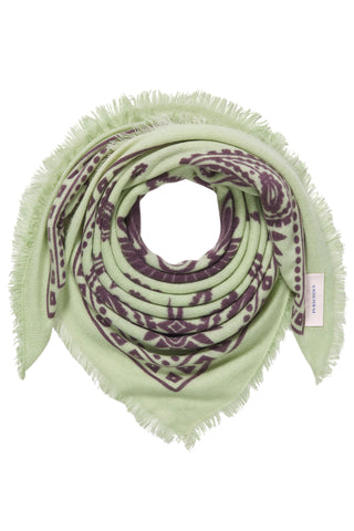Bandana Maxi-Tuch 92 × 92 cm Paisley Bloom Puder Lime-Plum | PURSCHOEN