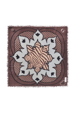 Felt Maxi-Bandana 92 x 92 Cosmic Safari Coffee Dirty White | PURSCHOEN