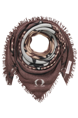 Felt Maxi-Bandana 92 x 92 Cosmic Safari Coffee Dirty White | PURSCHOEN