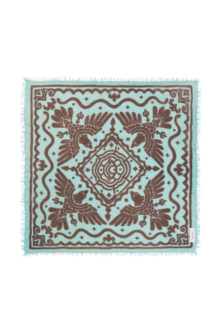 Felt Maxi-Bandana 92 x 92 Tijuana Light Turquoise Brown | PURSCHOEN