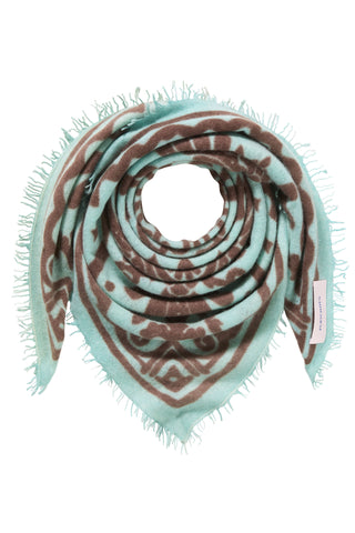 Felt Maxi-Bandana 92 x 92 Tijuana Light Turquoise Brown | PURSCHOEN