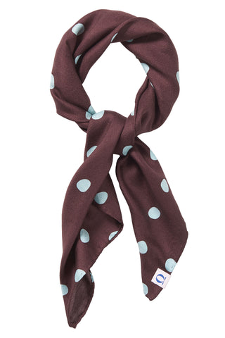 Nickituch Silk Dots Brown Turquoise aus Seide – edles Halstuch | PURSCHOEN