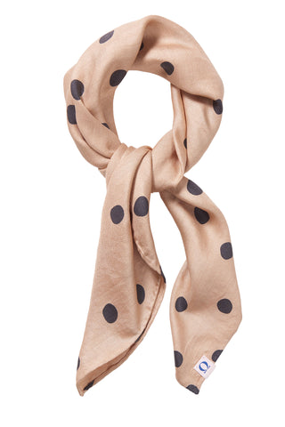 Nickituch Silk Dots Mandel Dark Grey aus Seide – edles Halstuch | PURSCHOEN