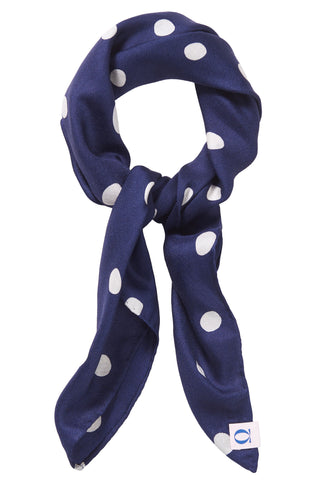 Nickituch Silk Dots Blue White aus Seide – edles Halstuch | PURSCHOEN