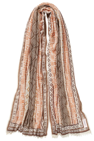 Kaschmirschal gewebt Processione Marrone – bedruckt, 100 % Cashmere | PURSCHOEN