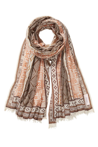 Kaschmirschal gewebt Processione Marrone – bedruckt, 100 % Cashmere | PURSCHOEN