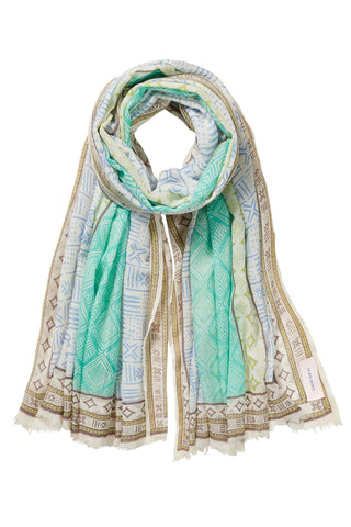 Kaschmirschal gewebt Processione Turchese – bedruckt, 100 % Cashmere | PURSCHOEN