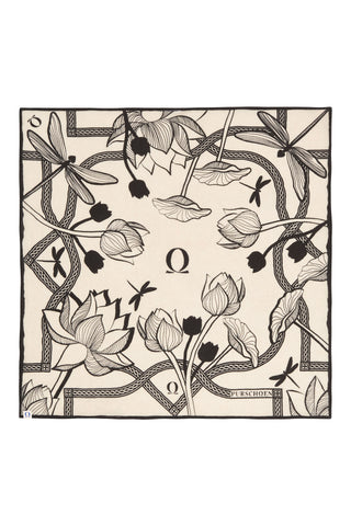 Kaschmirtuch mit schwarzem Libellen Druck Purschoen