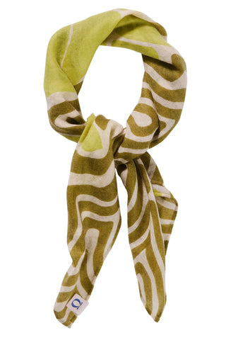 Nickituch Aqua Garden Khaki-Lime aus Kaschmir – edles Halstuch | PURSCHOEN