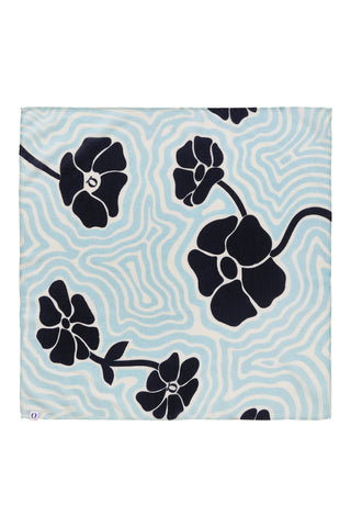 Nickituch Aqua Garden Icewater-Navy aus Kaschmir – edles Halstuch | PURSCHOEN