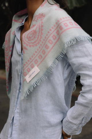 Bandana-Maxi-Tuch Paisley Bloom Bleu Flamingo | PURSCHOEN