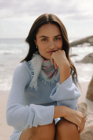 Bandana-Tuch Paisley Bloom Bleu Flamingo | PURSCHOEN