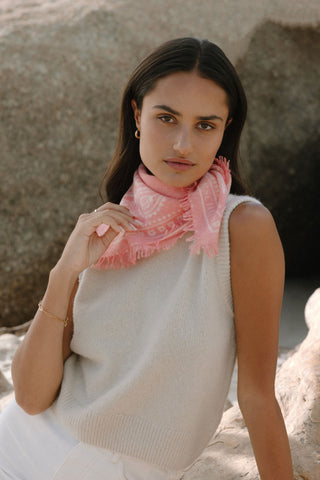 Bandana-Tuch Paisley Bloom Bubble Gum White | PURSCHOEN