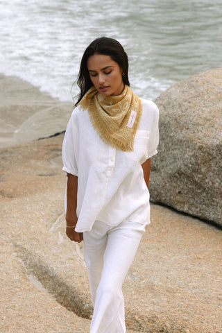 Bandana-Tuch Paisley Bloom Puder Olive Natural | PURSCHOEN