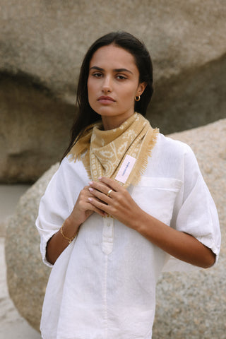 Bandana-Tuch Paisley Bloom Puder Olive Natural | PURSCHOEN