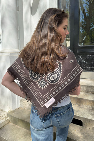 Bandana Maxi-Tuch 92 × 92 cm Paisley Bloom Testa Moro-Natural | PURSCHOEN