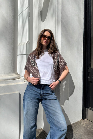 Bandana Maxi-Tuch 92 × 92 cm Paisley Bloom Testa Moro-Natural | PURSCHOEN
