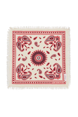 Bandana-Tuch 60 × 60 cm Paisley Bloom White-Red-Navy | PURSCHOEN