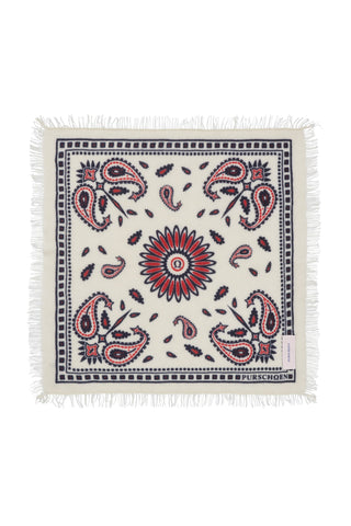 Bandana-Tuch 60 × 60 cm Paisley Bloom White-Navy-Red | PURSCHOEN