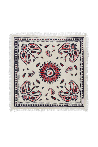 Bandana Maxi-Tuch 92 × 92 cm Paisley Bloom White-Navy-Red | PURSCHOEN