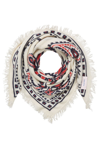 Bandana Maxi-Tuch 92 × 92 cm Paisley Bloom White-Navy-Red | PURSCHOEN