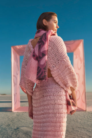 Kaschmirschal Bengal Tiger Deep Rose – bedruckt, 100 % Cashmere | PURSCHOEN