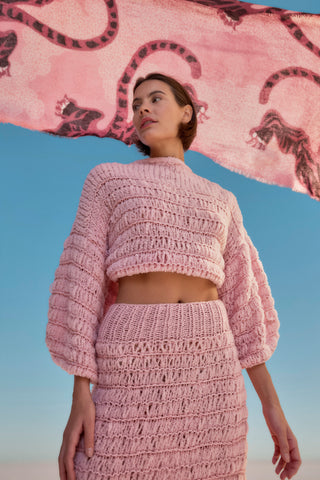 Kaschmirschal Bengal Tiger Deep Rose – bedruckt, 100 % Cashmere | PURSCHOEN