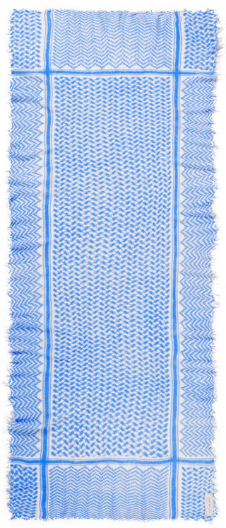 Kaschmirschal Pali Skyblue White – bedruckt, 100 % Cashmere | PURSCHOEN