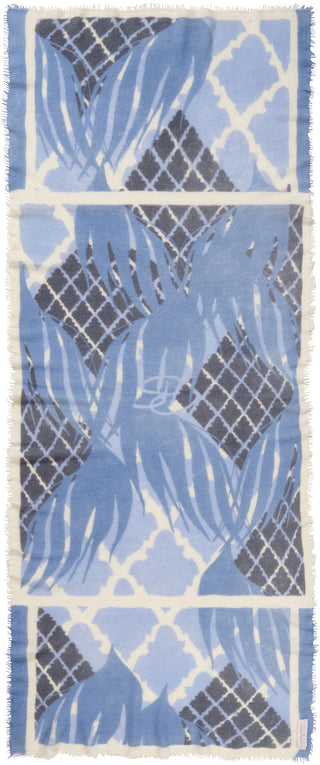 Kaschmirschal Feuervogel Eisblau Dark – bedruckt, 100 % Cashmere | PURSCHOEN