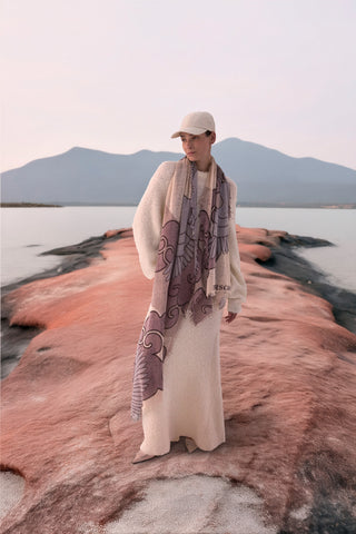 Kaschmirschal Himmelsflug Grey-Dreams – bedruckt, 100 % Cashmere | PURSCHOEN