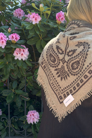 Bandana Maxi-Tuch 92 × 92 cm Paisley Bloom Taupe-Chocolate | PURSCHOEN