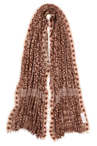 Kaschmirschal Savanne Multi Coffee – bedruckt, 100 % Cashmere | PURSCHOEN