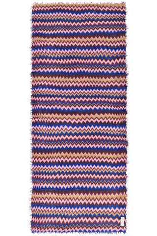 Kaschmirschal Chevron Blue-Rose – bedruckt, 100 % Cashmere | PURSCHOEN