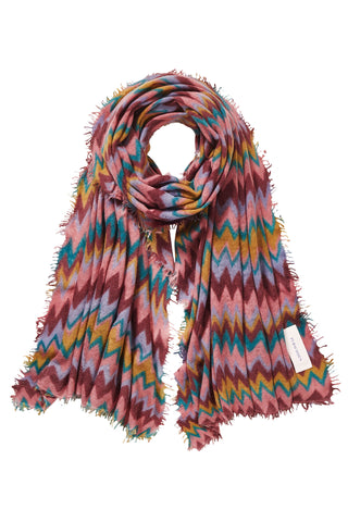 Kaschmirschal Chevron Bleu-Honey – bedruckt, 100 % Cashmere | PURSCHOEN