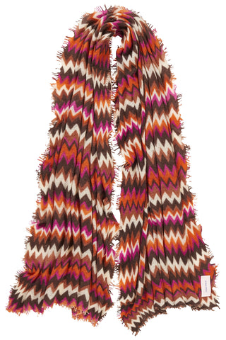 Kaschmirschal Chevron Orange-Brown – bedruckt, 100 % Cashmere | PURSCHOEN