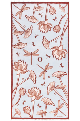 Kaschmirschal gewebt Dragonfly Bleu Hell Rose – bedruckt, 100 % Cashmere | PURSCHOEN