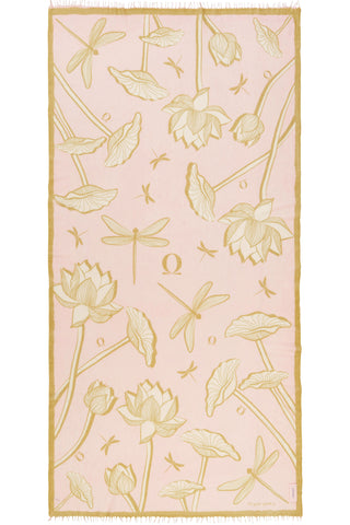 Kaschmirschal gewebt Dragonfly Rosenholz Puder – bedruckt, 100 % Cashmere | PURSCHOEN