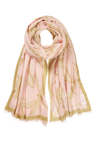Kaschmirschal gewebt Dragonfly Rosenholz Puder – bedruckt, 100 % Cashmere | PURSCHOEN
